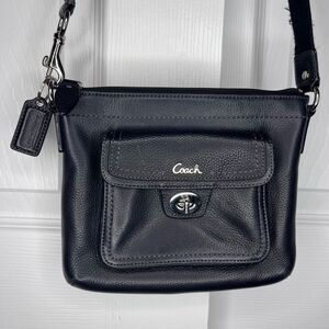 Coach Poppy Turnlock Crossbody Black Leather
